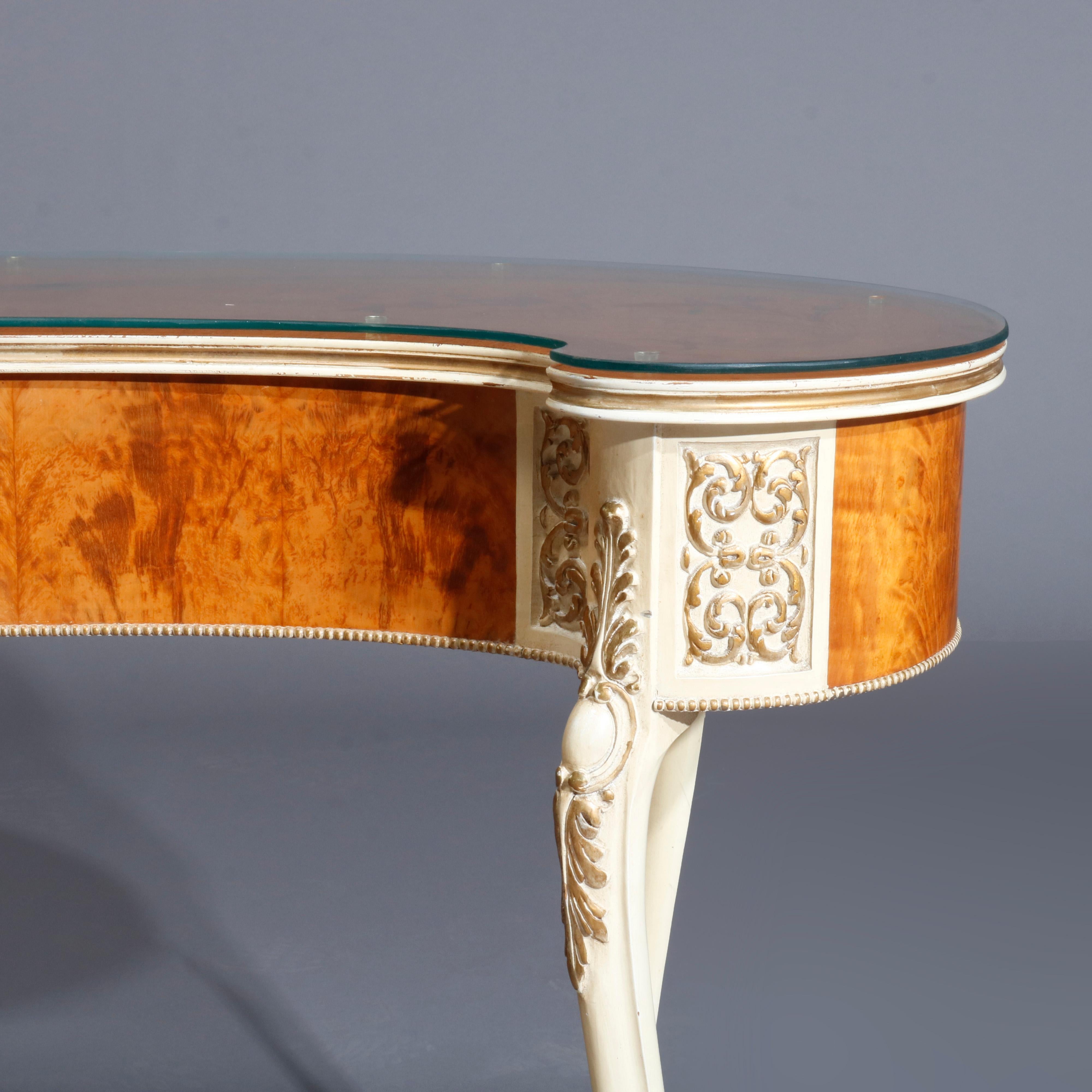 Antique French Louis XIV Style Satinwood Kidney Form Ladies Desk, circa 1930 4