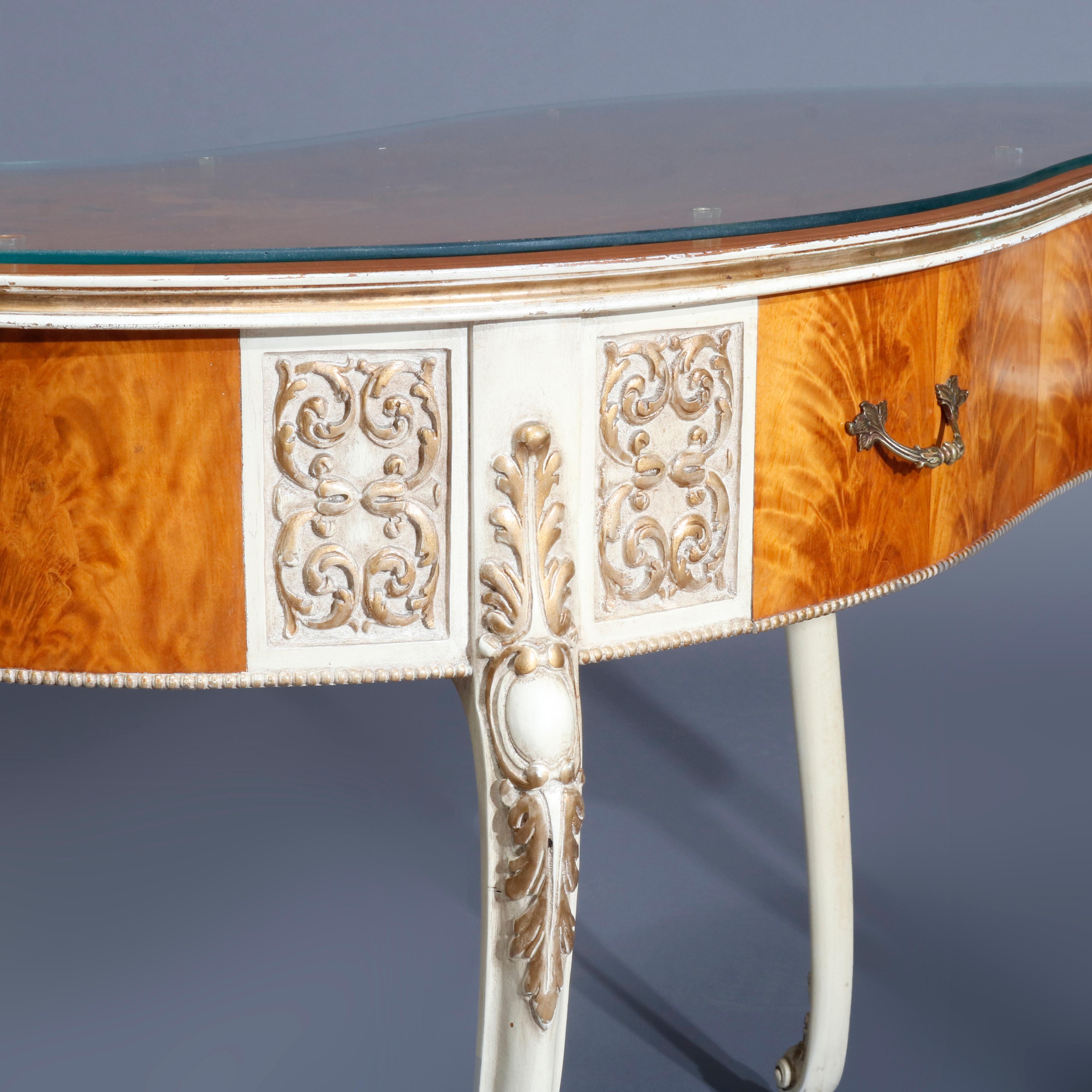 Antique French Louis XIV Style Satinwood Kidney Form Ladies Desk, circa 1930 2