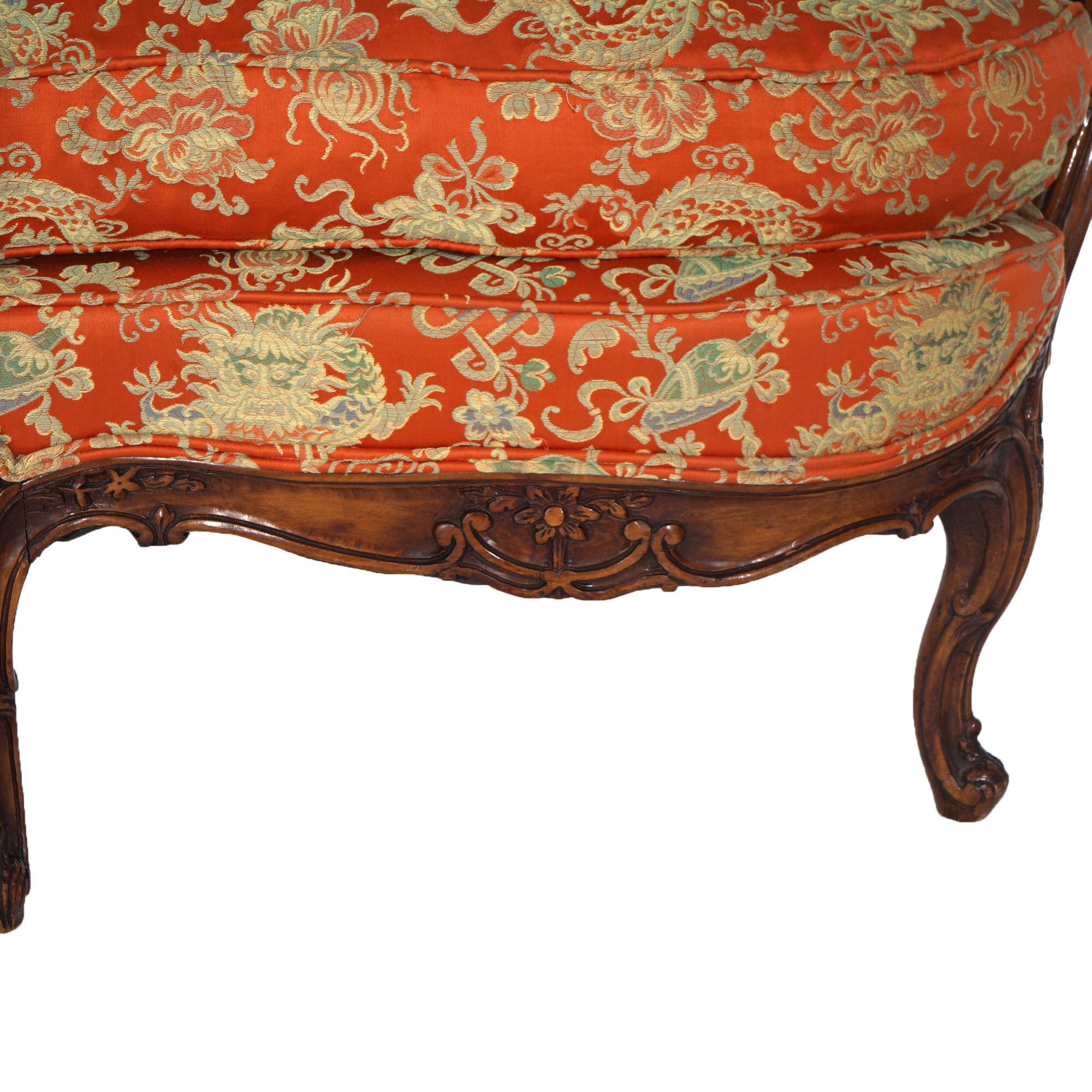 Antique French Louis XIV Style Settee With Down Filled Cushions C1910