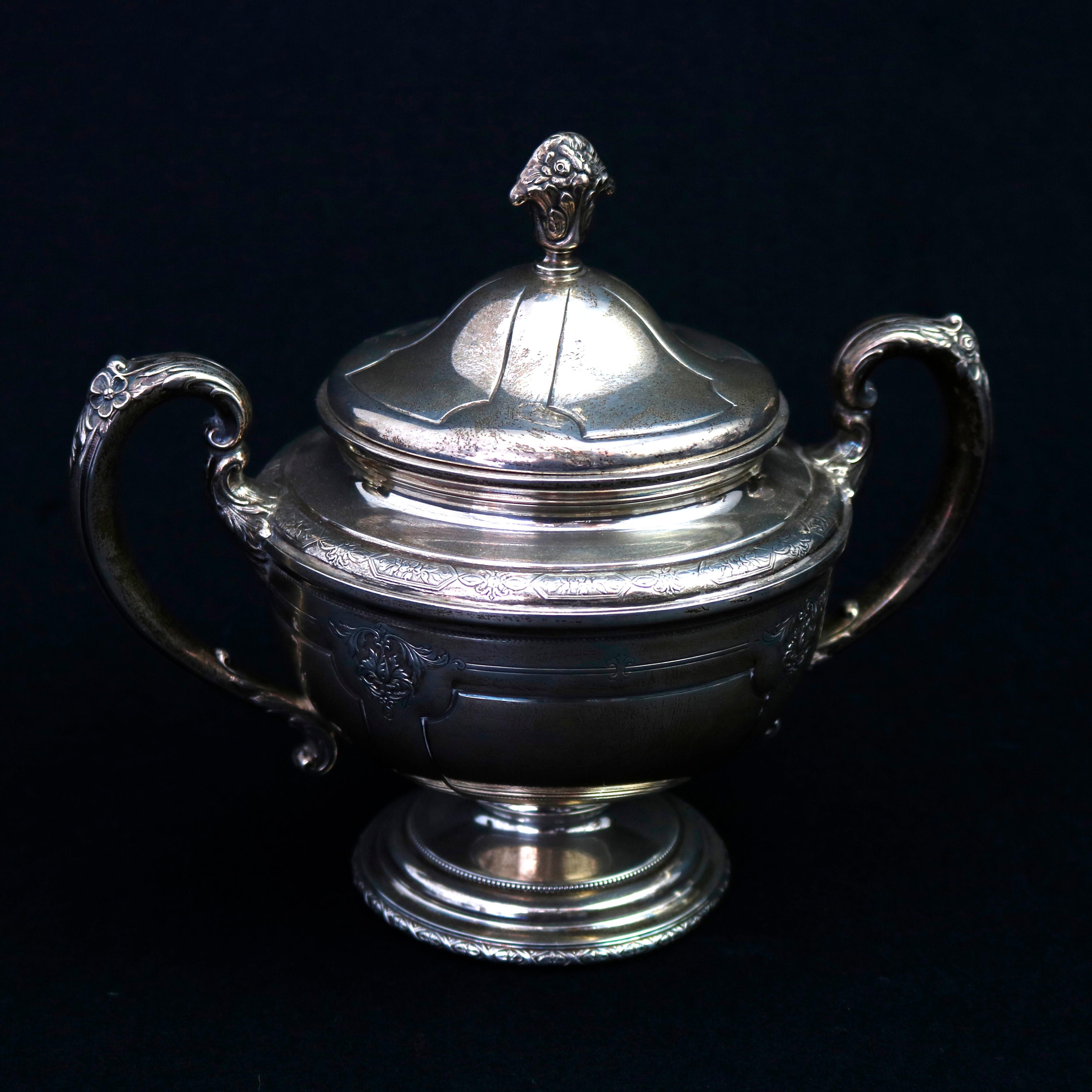 Antique French Louis XIV Style Sterling Silver Tea Set by Tole, circa 1920 In Good Condition In Big Flats, NY