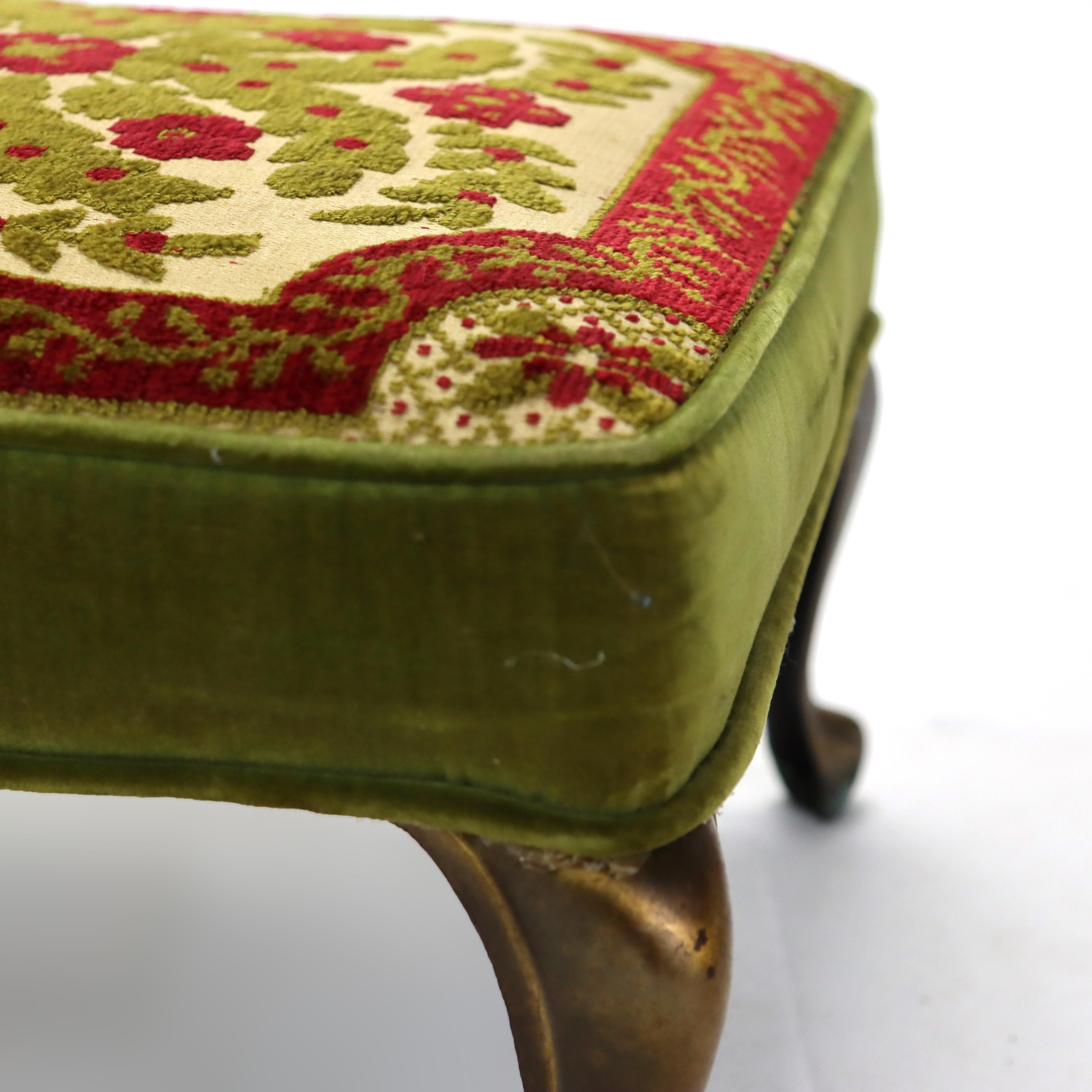 Antique French Louis XIV Style Tapestry Footstool with Gilt Metal Legs C1900 For Sale 1