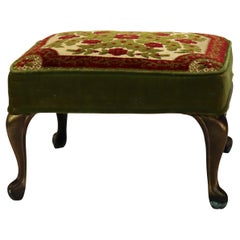 Antique French Louis XIV Style Tapestry Footstool with Gilt Metal Legs C1900