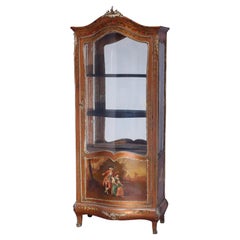 Antique French Louis XIV Style Vernis Martin Decorated Vitrine with Ormolu c1890