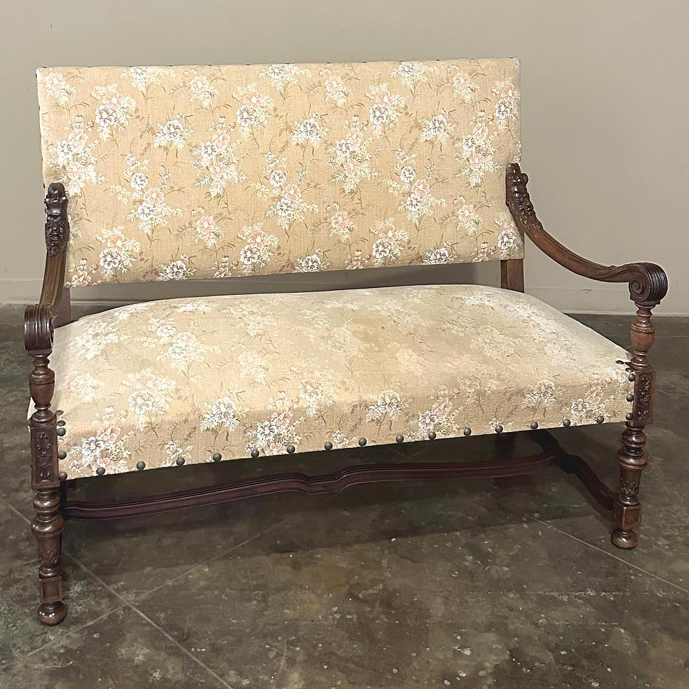 Neoclassical Antique French Louis XIV Walnut Canape ~ Sofa ~ Settee For Sale