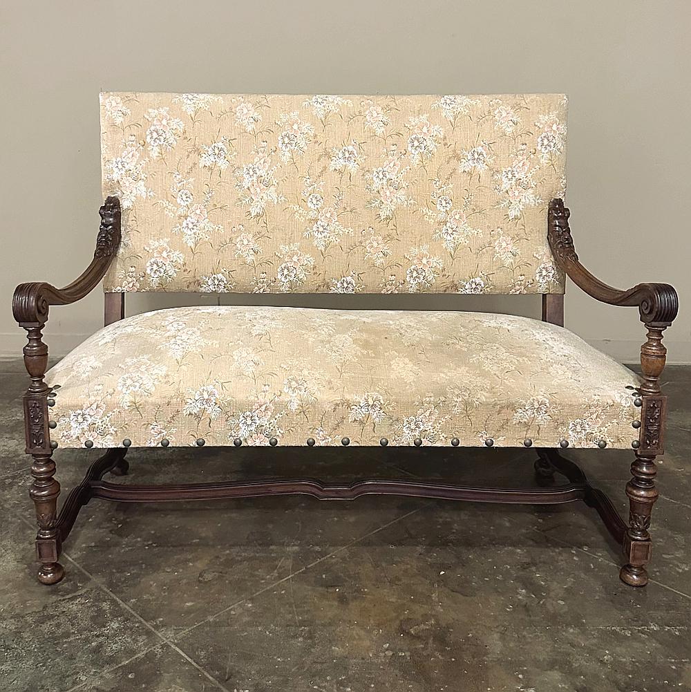 Antique French Louis XIV Walnut Canape ~ Sofa ~ Settee For Sale 1