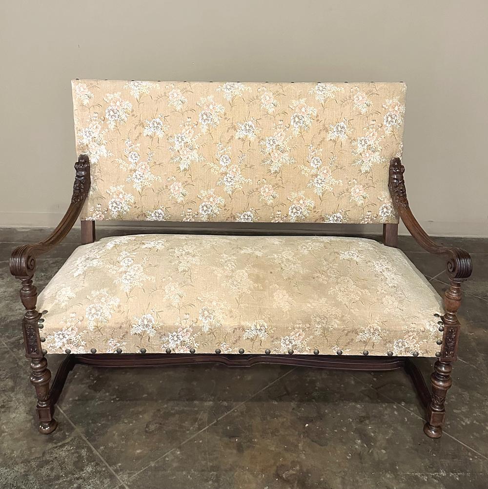 Antique French Louis XIV Walnut Canape ~ Sofa ~ Settee For Sale 2
