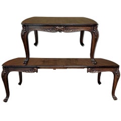 Antique French Louis XIV Walnut Dining Table with 2 Leaves