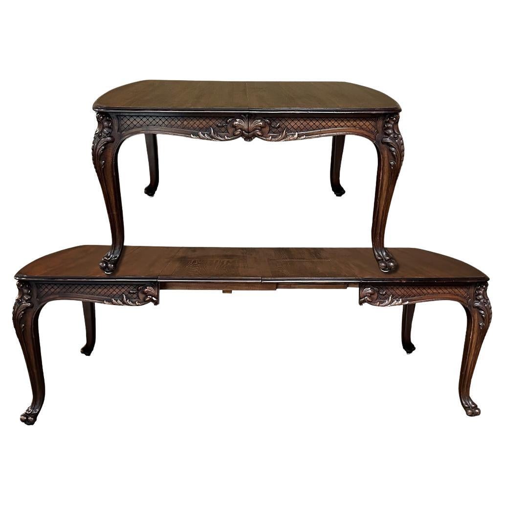 Antique French Louis XIV Walnut Dining Table with 2 Leaves