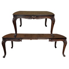 Antique French Louis XIV Walnut Dining Table with 2 Leaves