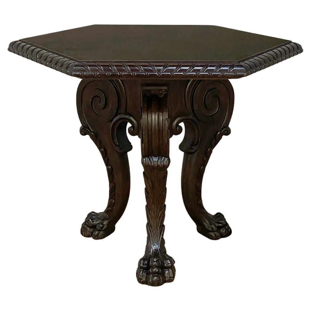 Antique French Louis XIV Walnut Hexagonal Center Table ~ End Table For Sale