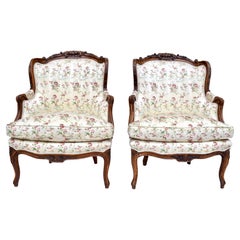 Antique French Louis XV 19th C. Bergere Chairs