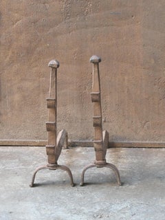 Antique French Louis XV Andirons or Firedogs, 18th Century