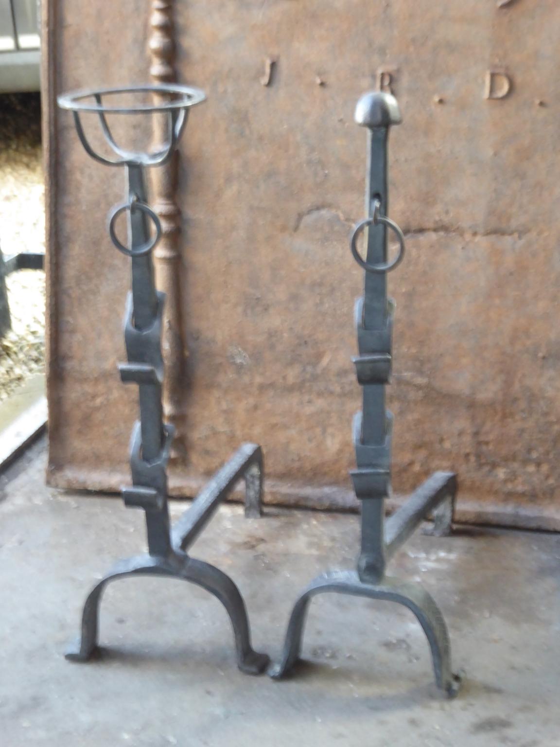 Antique French Louis XV Andirons or Firedogs, 18th Century In Good Condition For Sale In Amerongen, NL