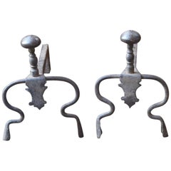 Antique French Louis XV Andirons or Firedogs, 18th Century
