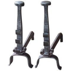 Antique French Louis XV Andirons or Firedogs, 18th Century