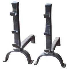Antique French Louis XV Andirons or Firedogs, 18th Century