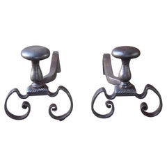 Antique French Louis XV Andirons or Firedogs, 18th Century