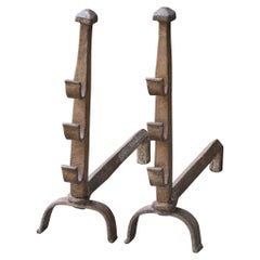 Antique French Louis XV Andirons or Firedogs, 18th Century
