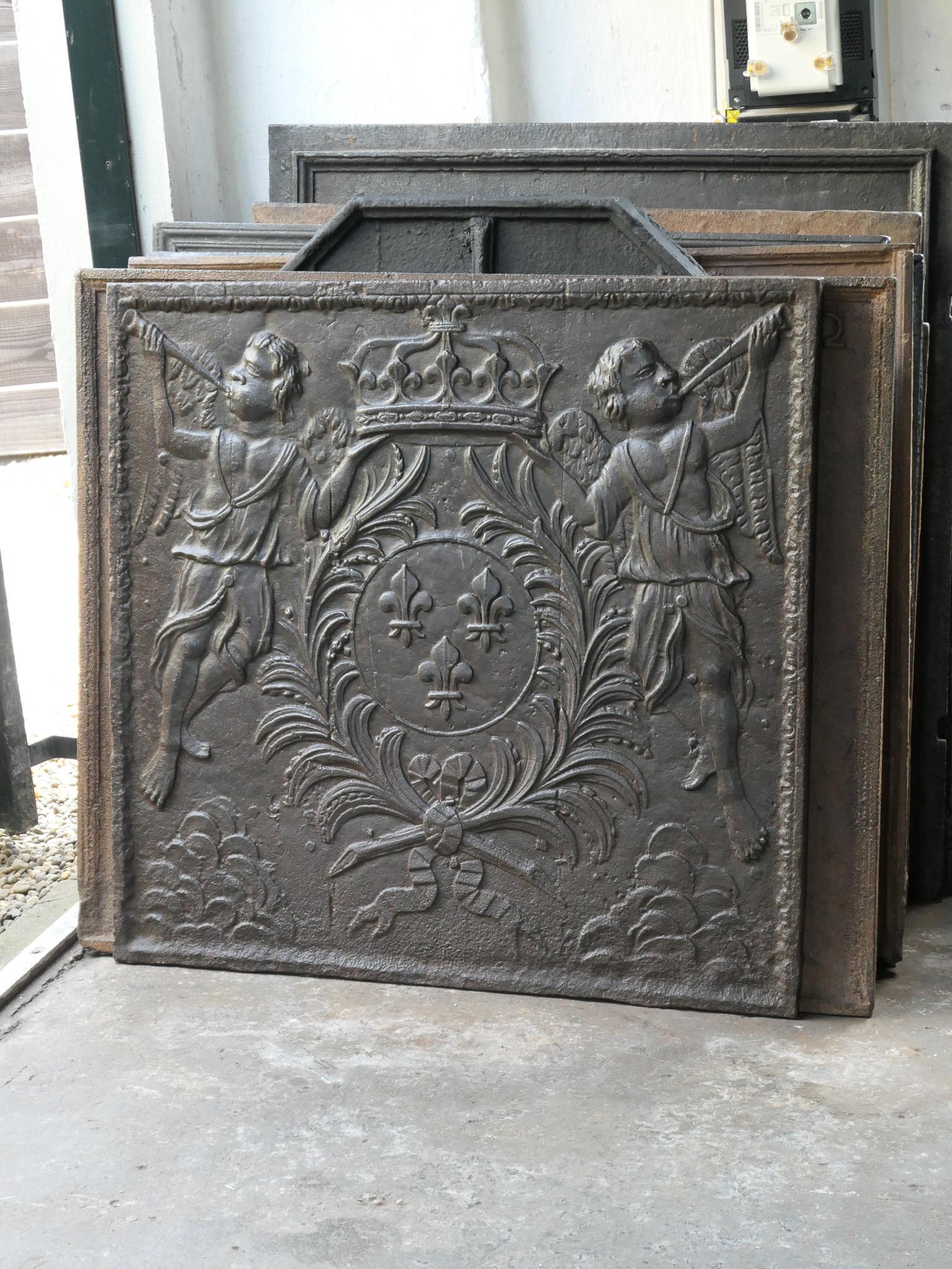 18th Century and Earlier Antique French Louis XV Arms of France Fireback / Backsplash, 18th Century For Sale