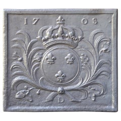 Antique French Louis XV Arms of France Fireback, 18th Century