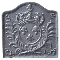 Plaque de cheminée française ancienne Louis XV, 18ème siècle