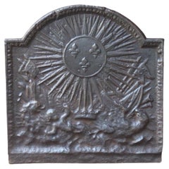 Plaque de cheminée française ancienne Louis XV, 18ème siècle