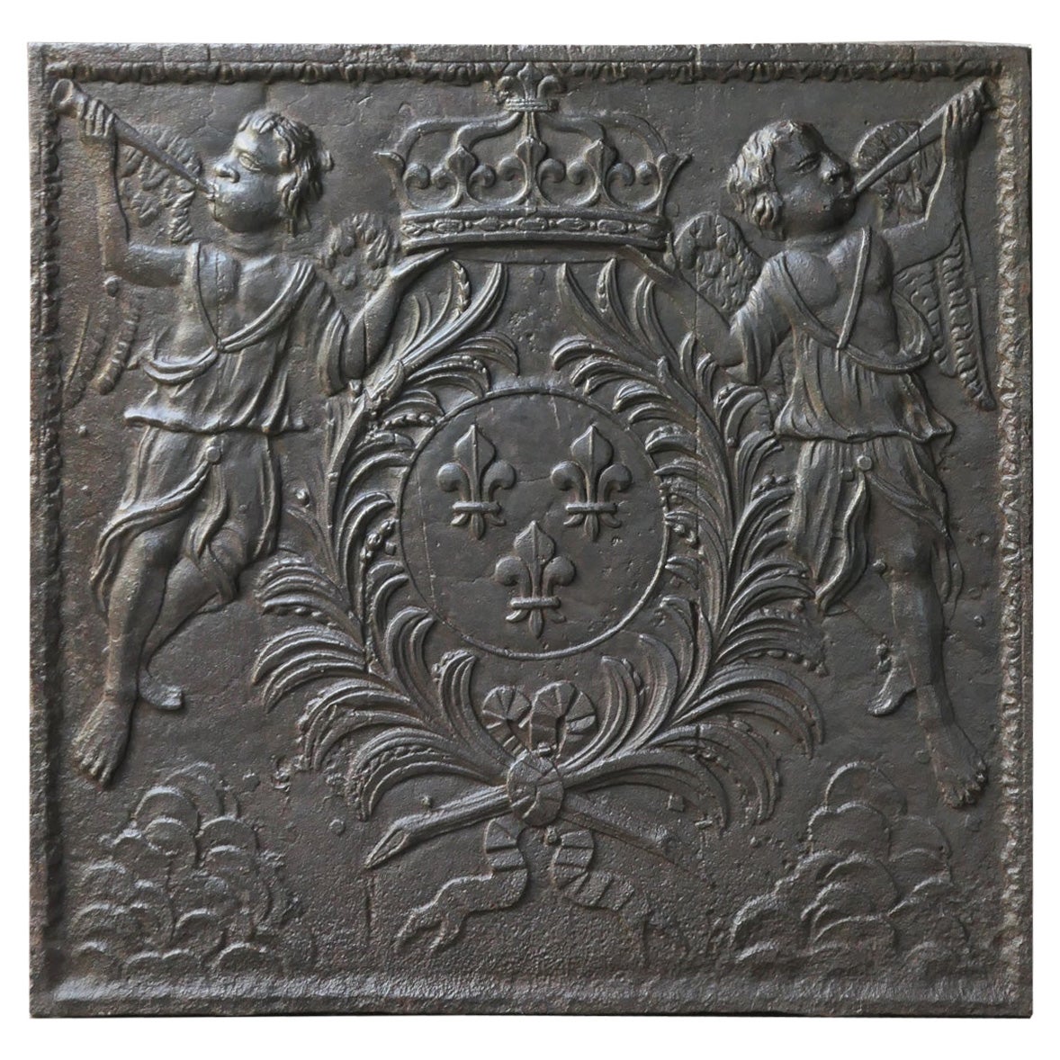 Antique French Louis XV Arms of France Fireback / Backsplash, 18th Century