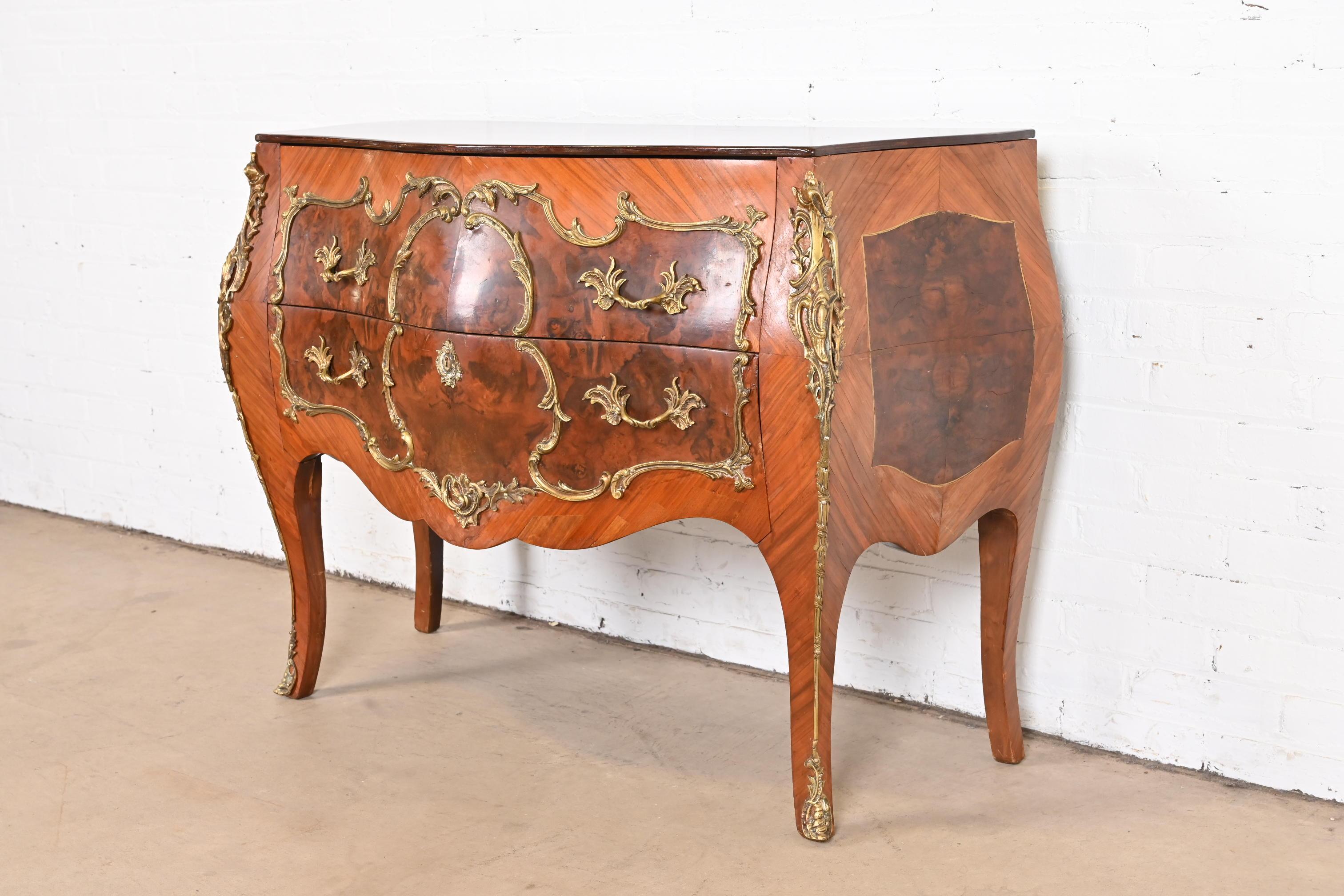 Antique French Louis XV Bombay Chest Commode with Mounted Bronze Ormolu For Sale 1