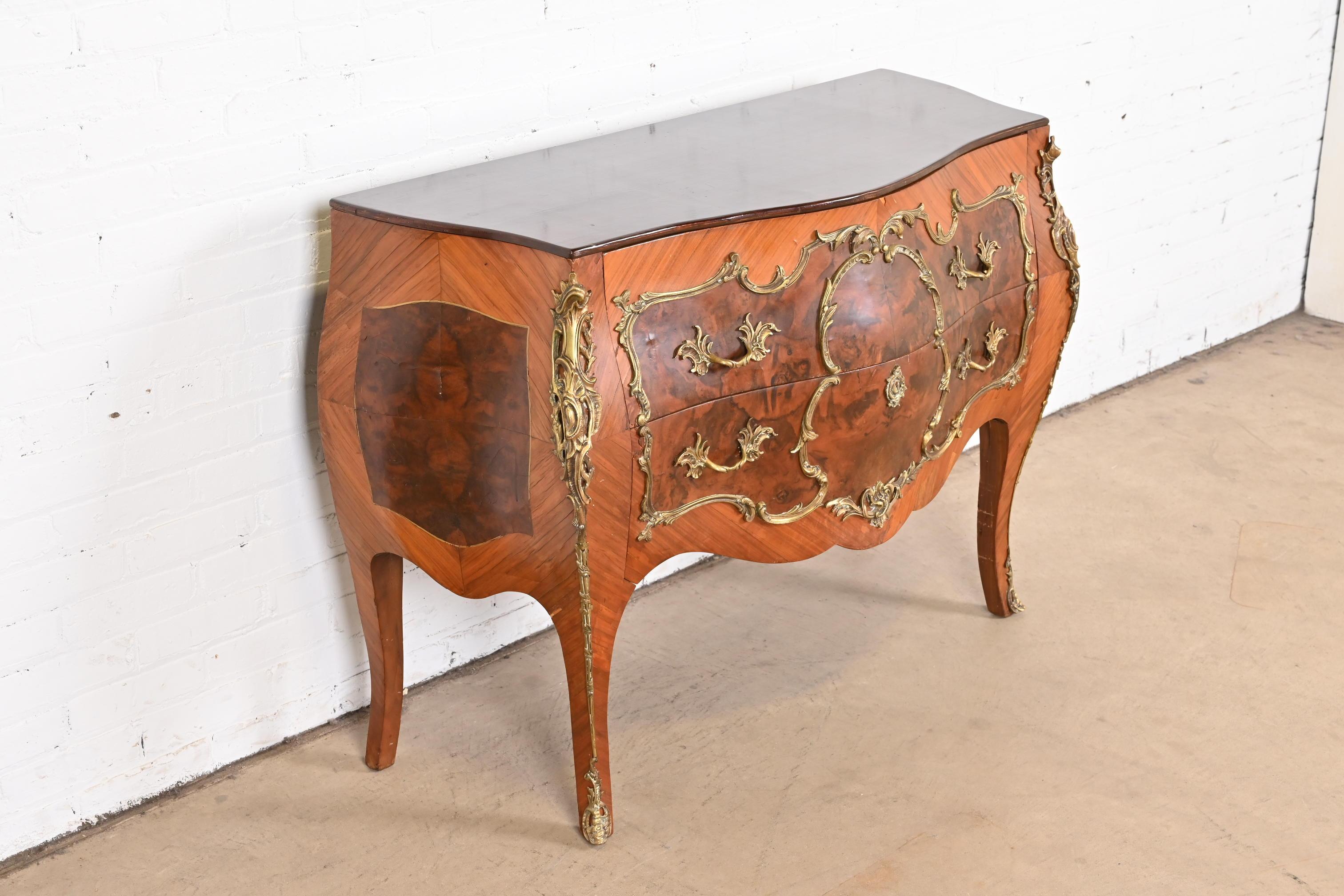 Antique French Louis XV Bombay Chest Commode with Mounted Bronze Ormolu For Sale 2