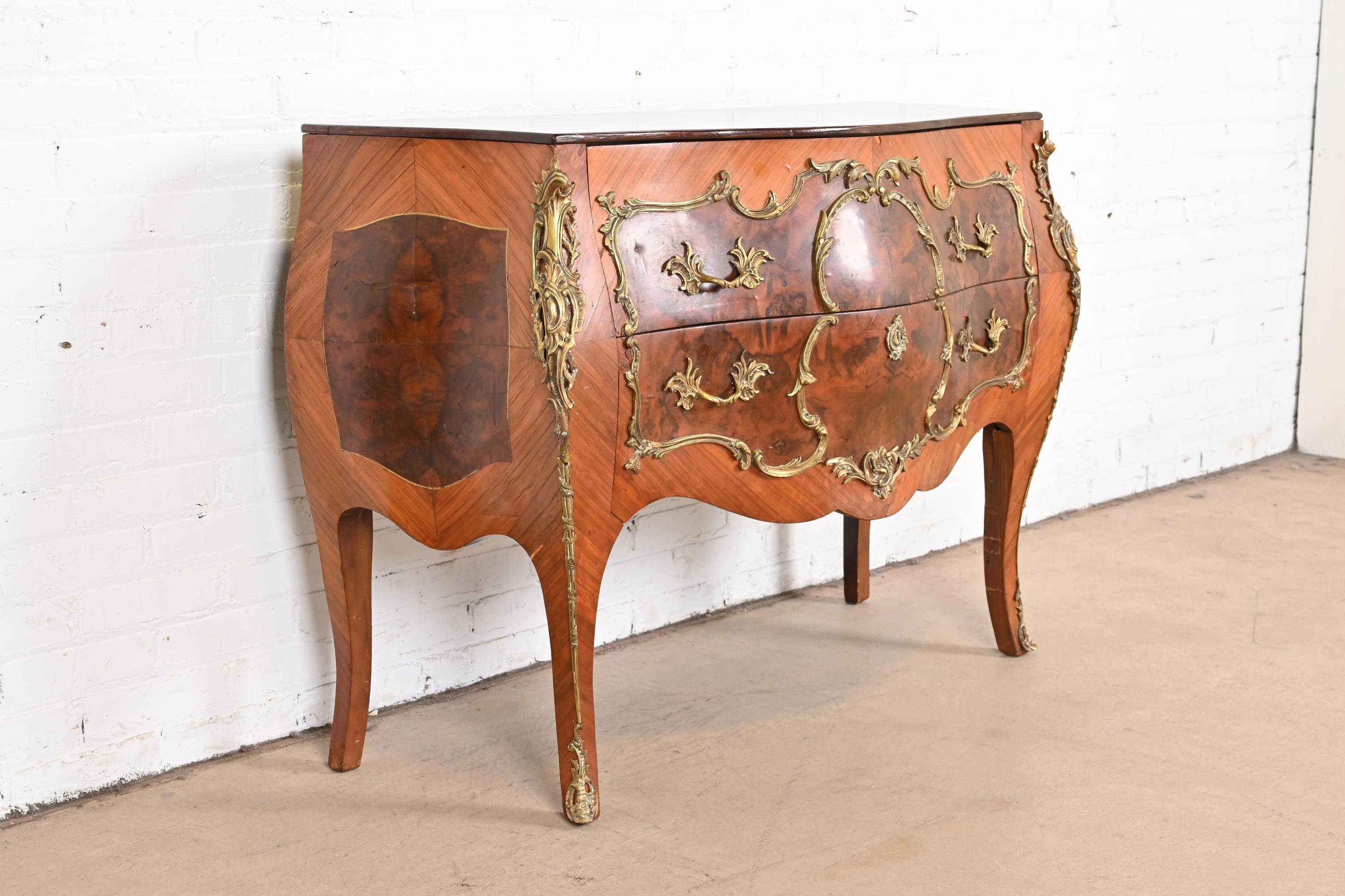 Antique French Louis XV Bombay Chest Commode with Mounted Bronze Ormolu For Sale 3