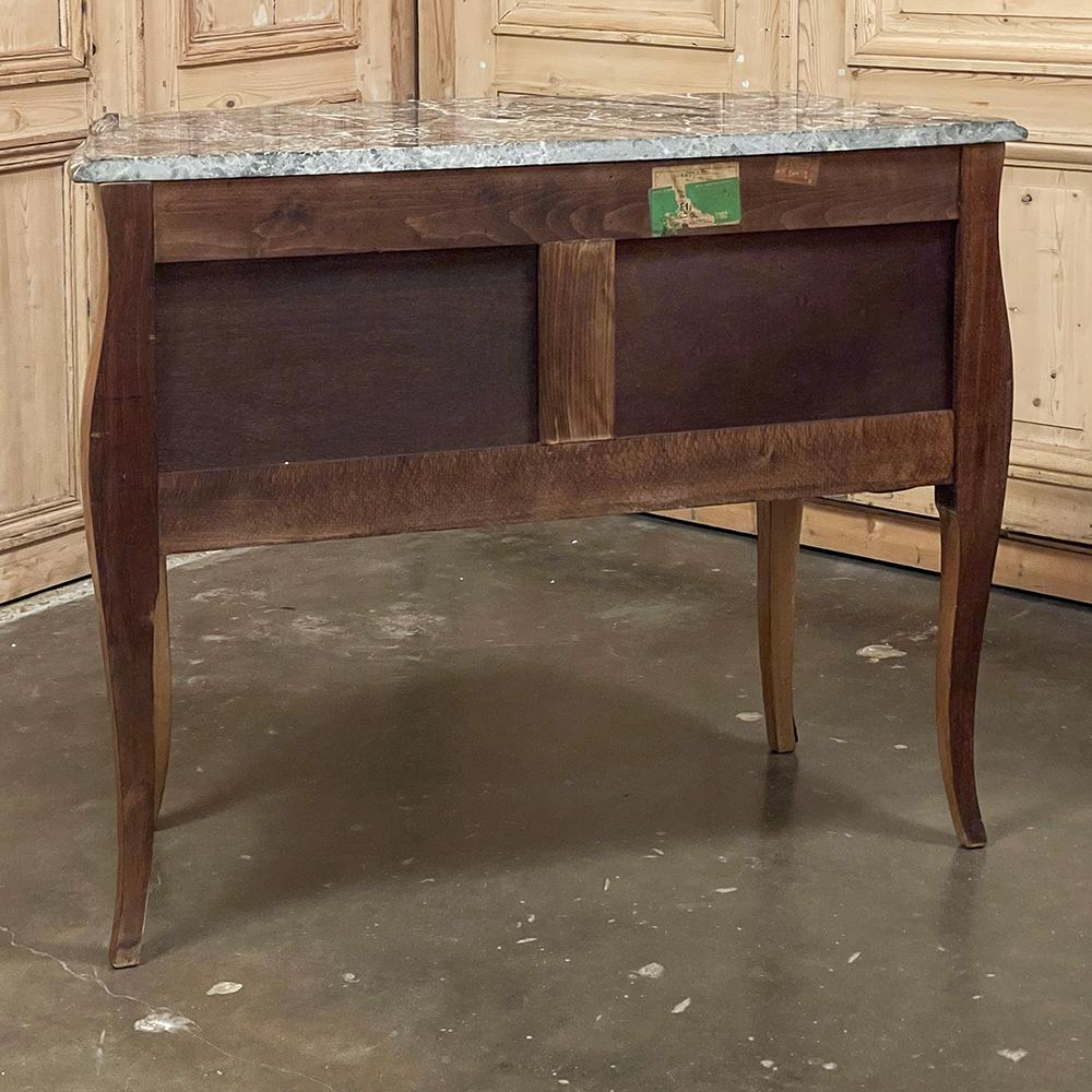 Antique French Louis XV Bombe Marble Top Parquet Commode For Sale 7