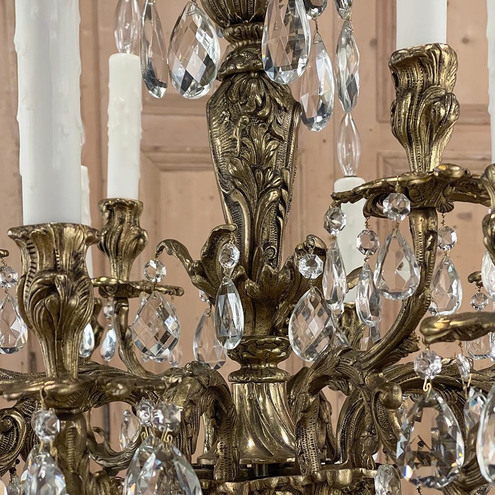 Antique French Louis XV Bronze and Crystal Chandelier 4