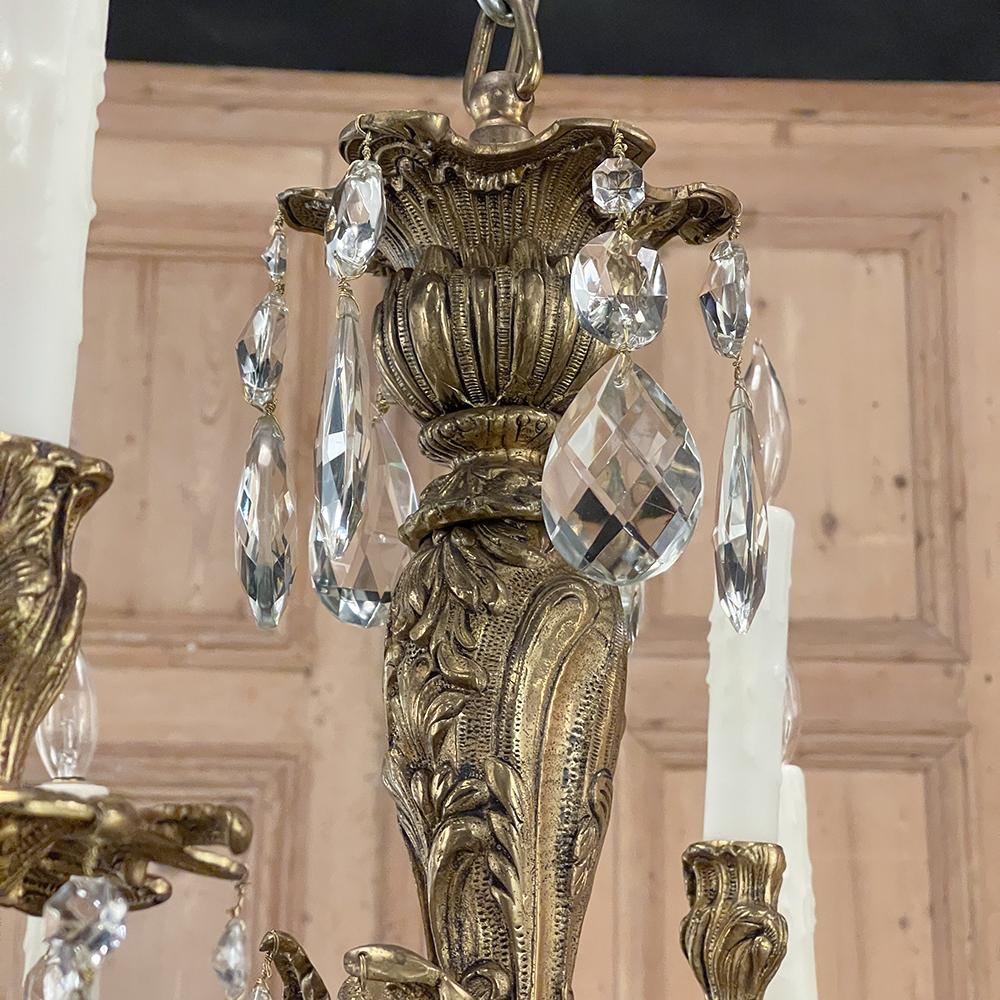 Antique French Louis XV Bronze and Crystal Chandelier 9
