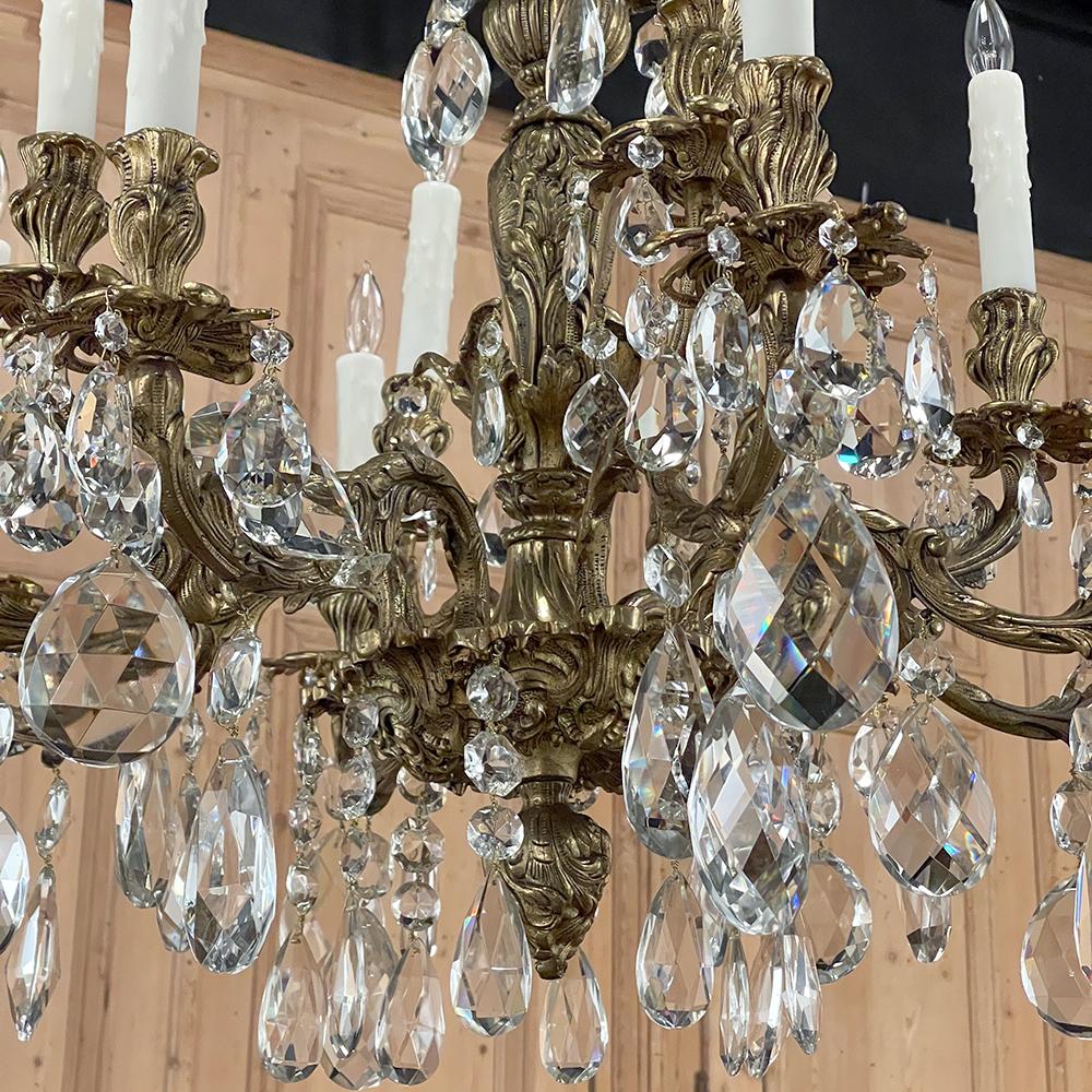 Antique French Louis XV Bronze and Crystal Chandelier 11