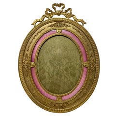 Antique French Louis XV Bronze D' Ore Enamel Desktop Picture Frame, Circa 1890.