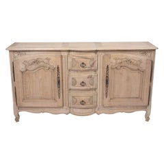 19th Century Louis XV Walnut Buffet with Hand-Carved Details and Iron Accents