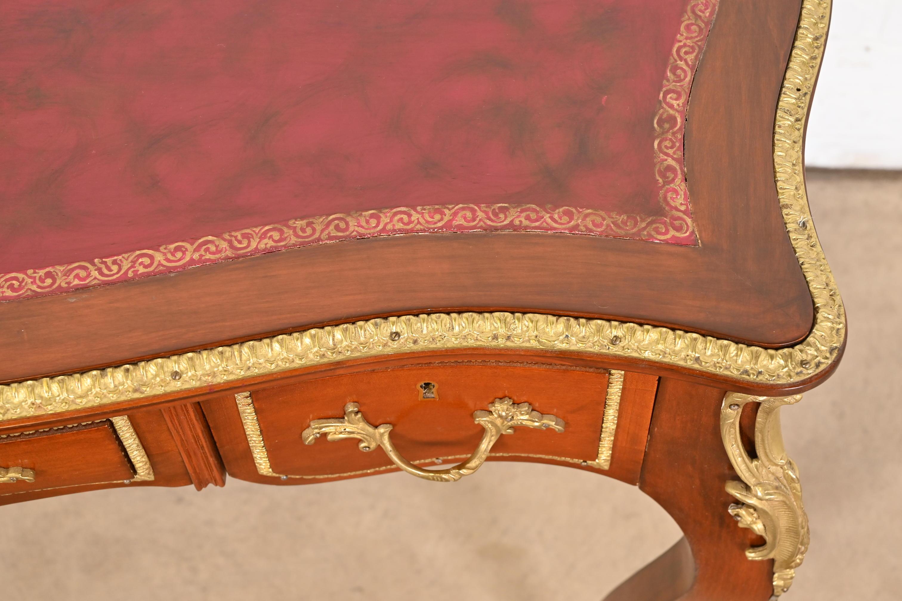 Antique French Louis XV Bureau Plat Desk With Mounted Bronze Ormolu 11