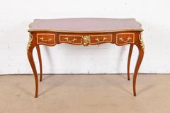 Antique French Louis XV Bureau Plat Desk With Mounted Bronze Ormolu