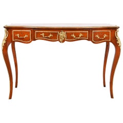 Antique French Louis XV Bureau Plat Desk With Mounted Bronze Ormolu