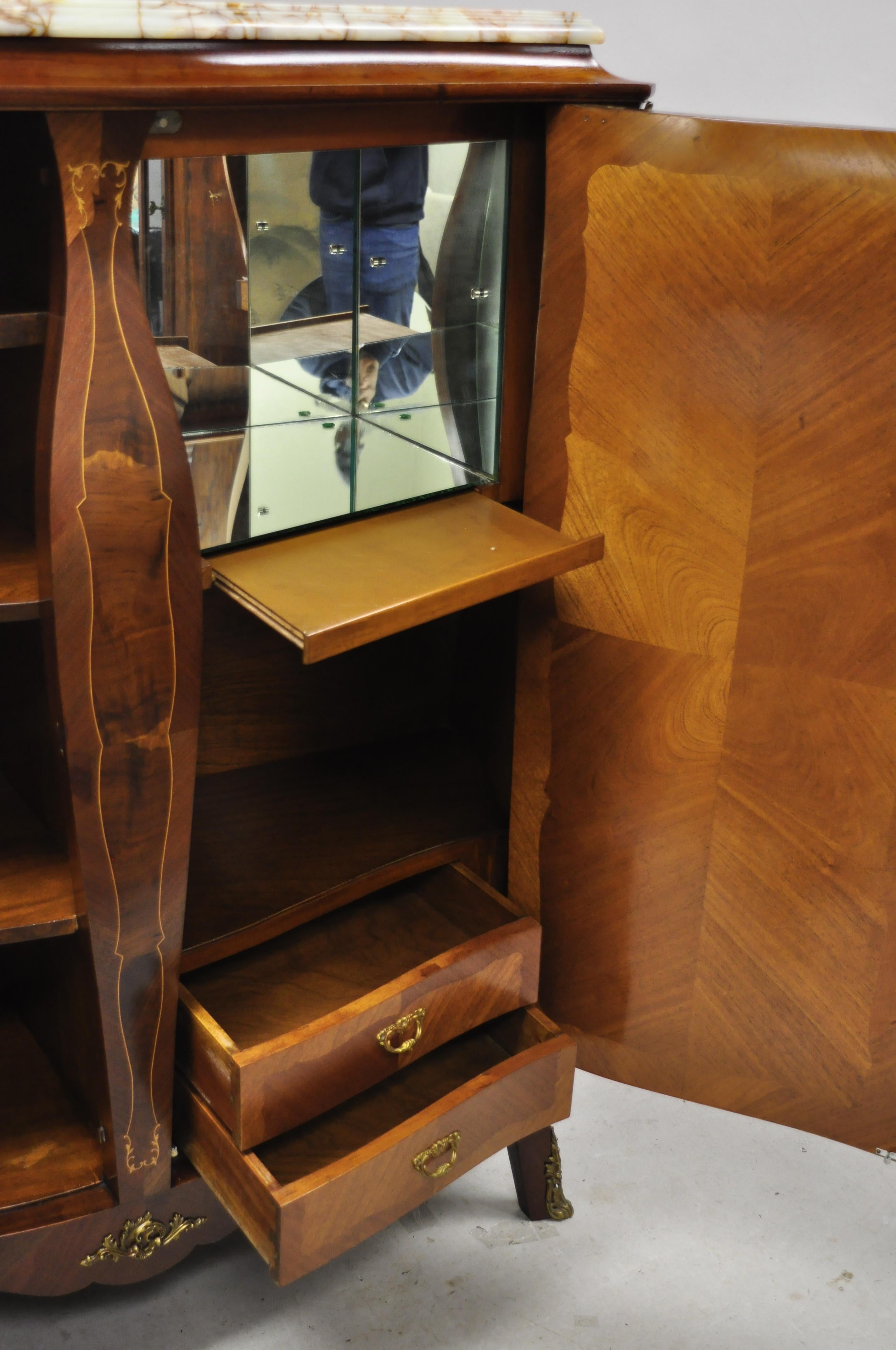 Antique French Louis XV Burlwood Italian Bombe Wardrobe Armoire Dresser Cabinet 4