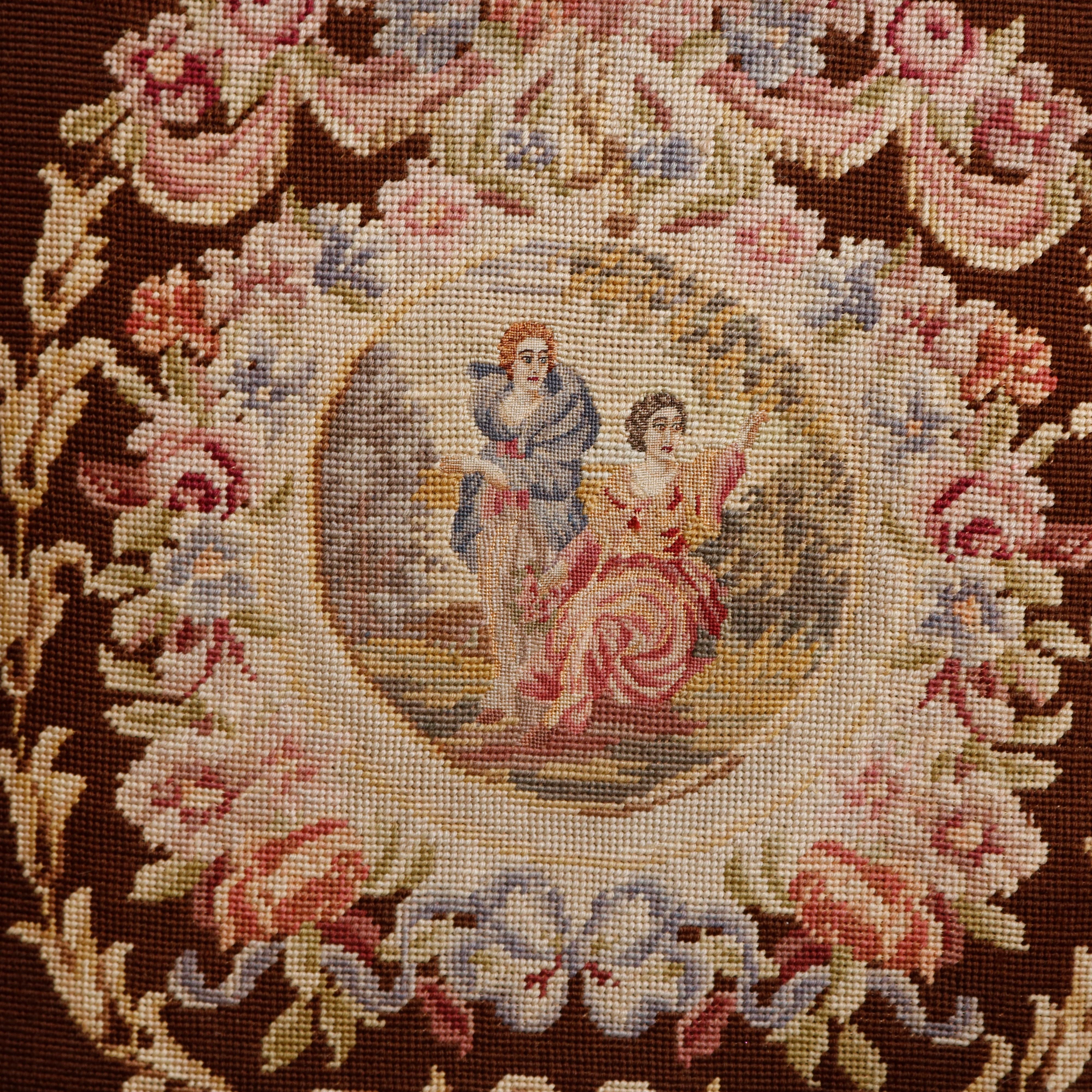 Antique French Louis XV Carved Fruitwood and Pictorial Needlepoint Fauteuil In Good Condition For Sale In Big Flats, NY