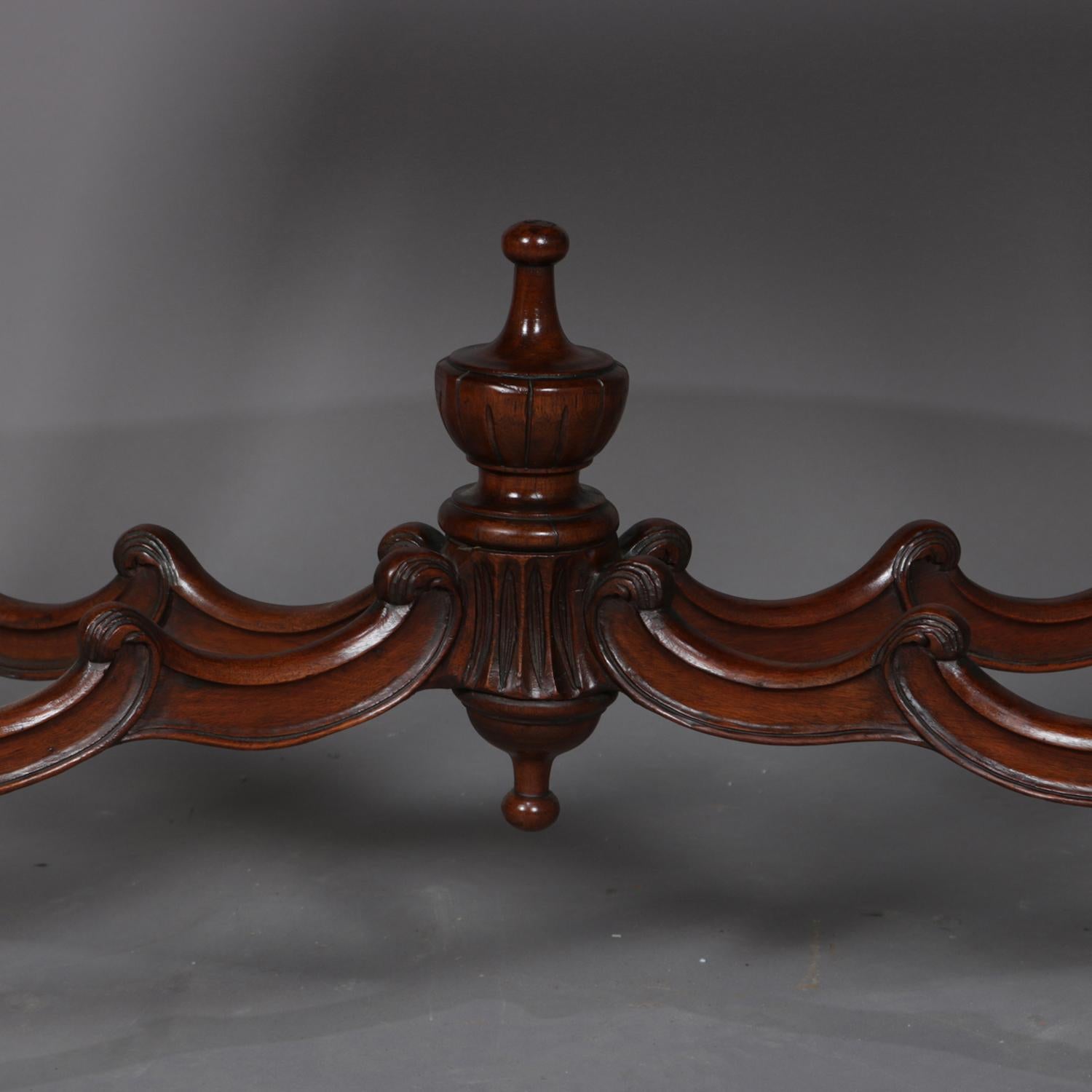 Antique French Louis XV Carved Mahogany and Marble Top Center Table 4