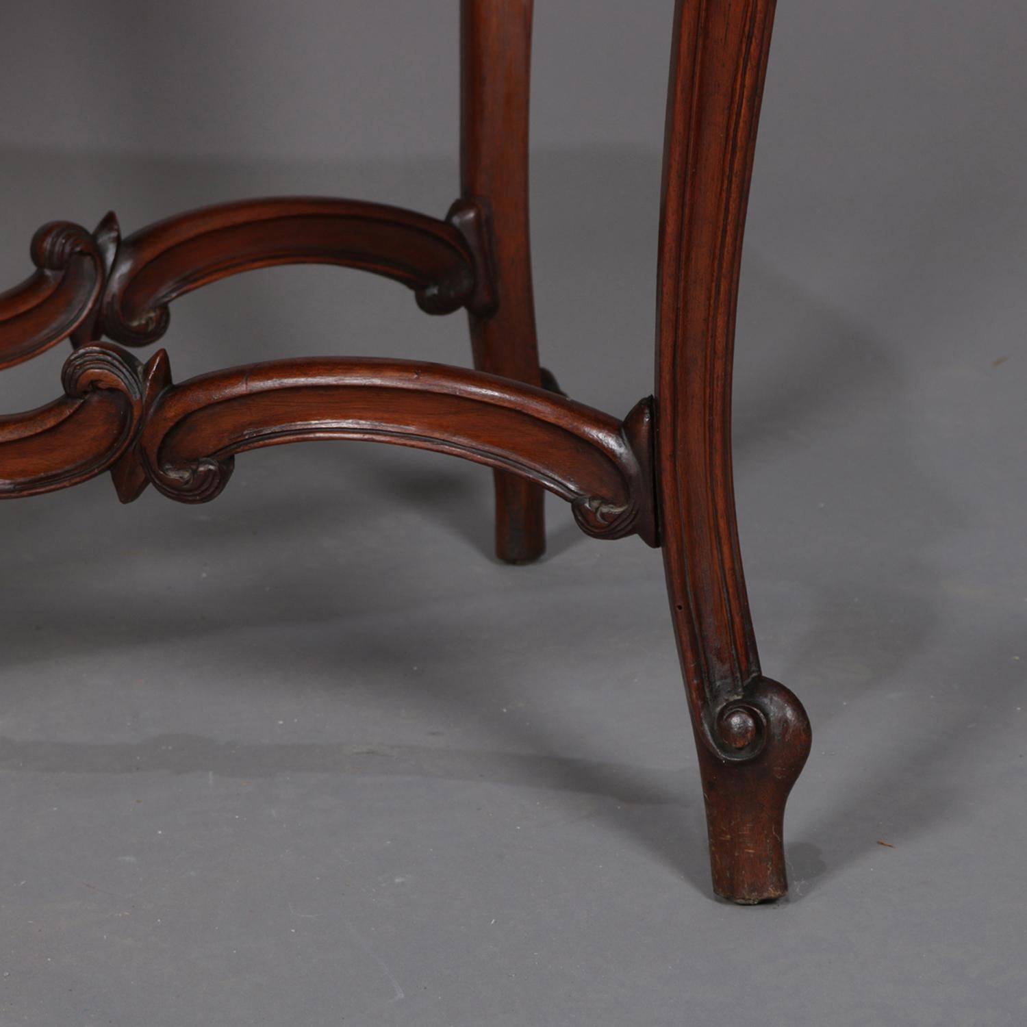 Antique French Louis XV Carved Mahogany and Marble Top Center Table 5
