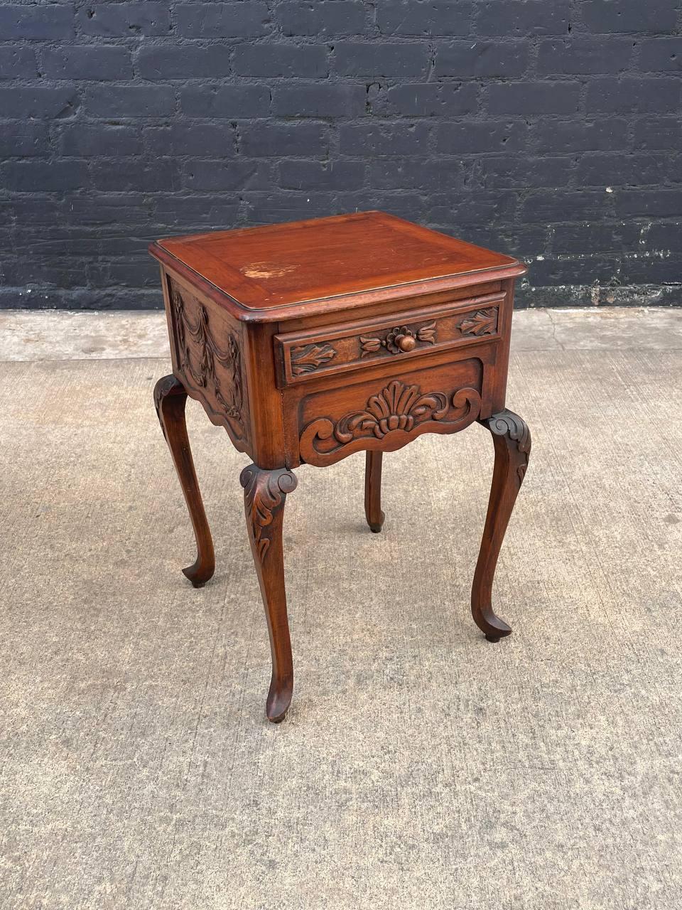 American Antique French Louis XV Carved Mahogany Night Stand