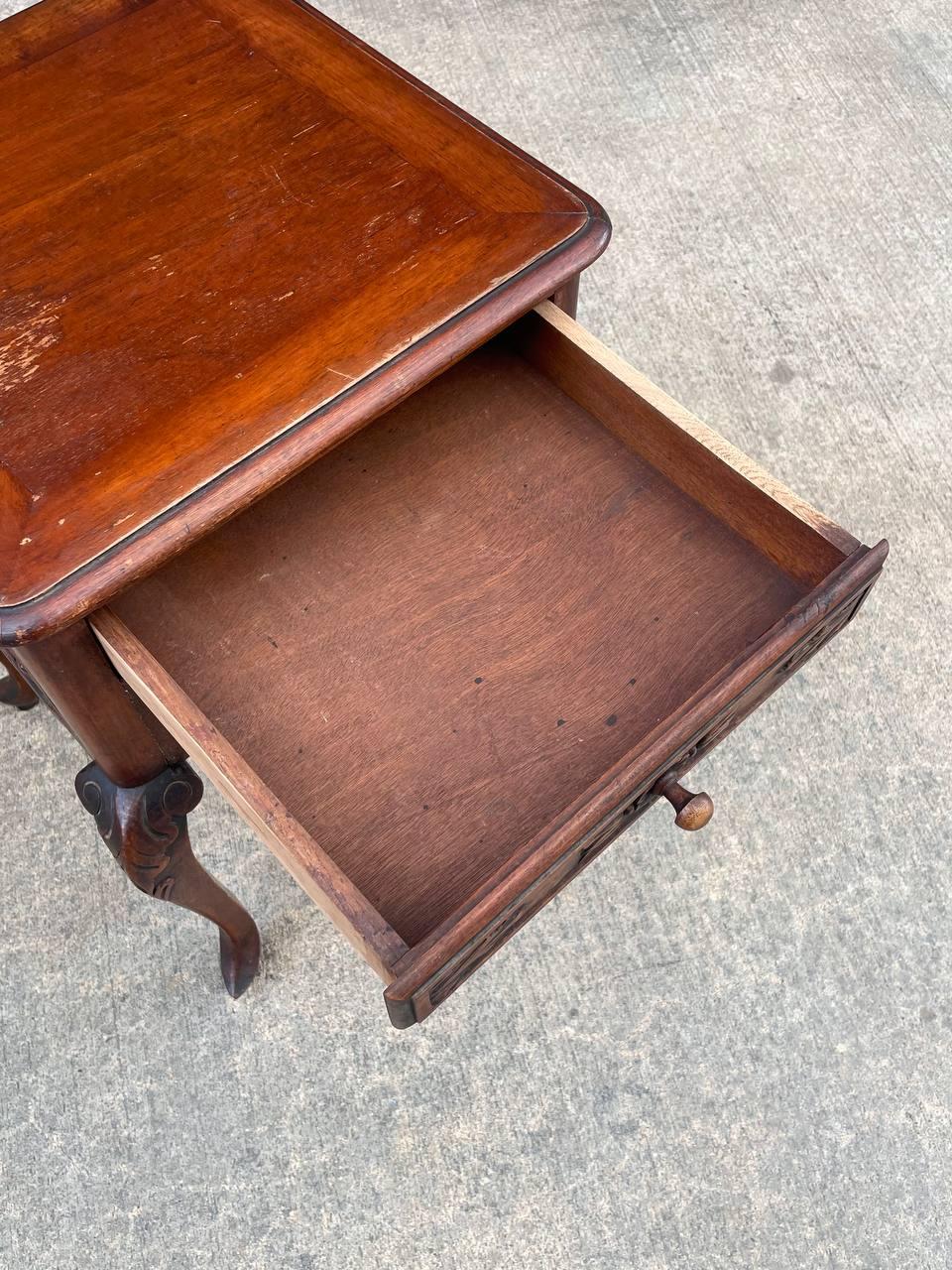 Antique French Louis XV Carved Mahogany Night Stand 2