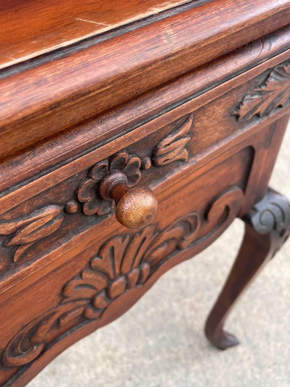 Antique French Louis XV Carved Mahogany Night Stand 4