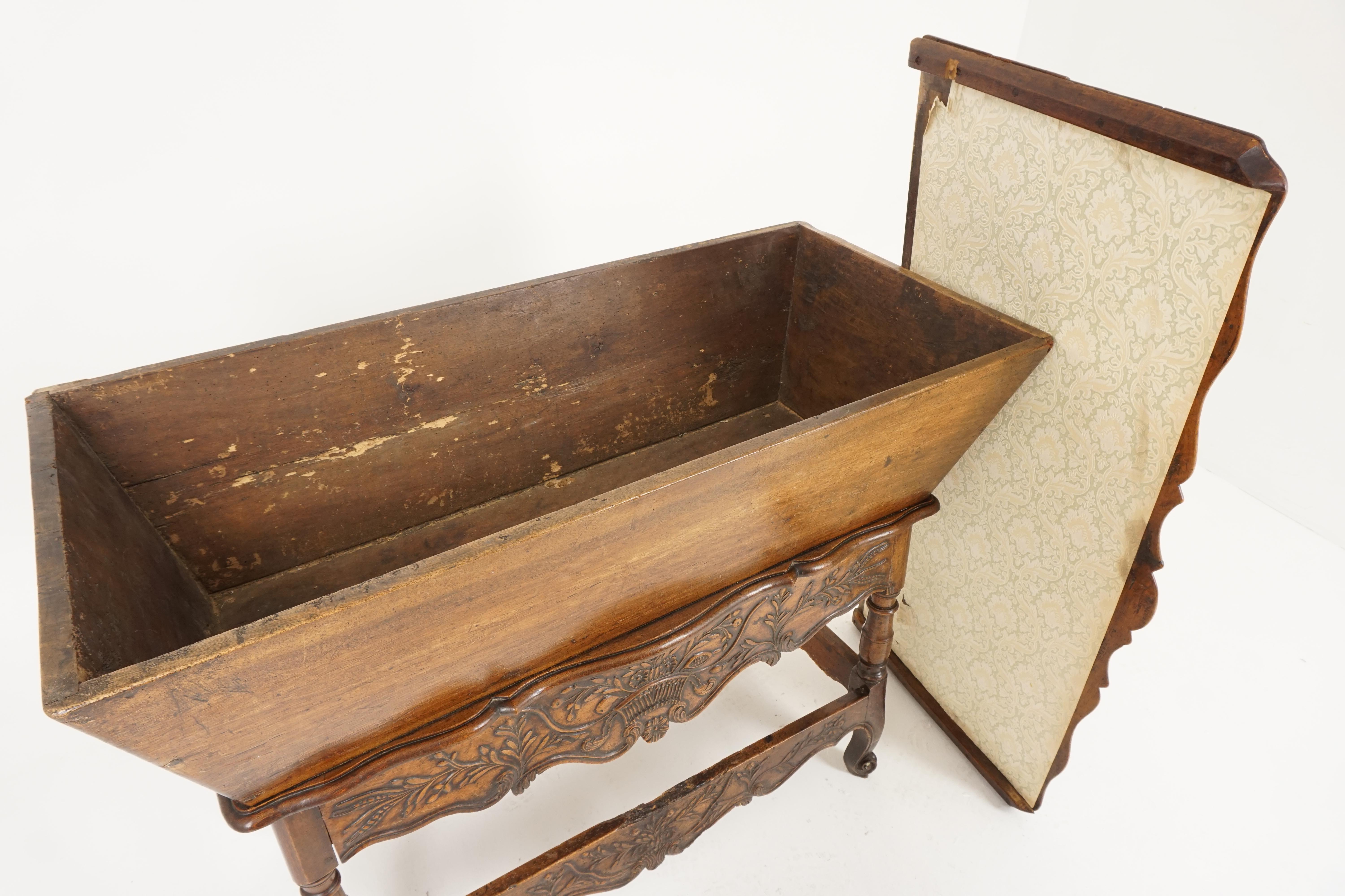 Hand-Crafted Antique French Louis XV Carved Walnut Dough Box, France, 1880, H196 For Sale