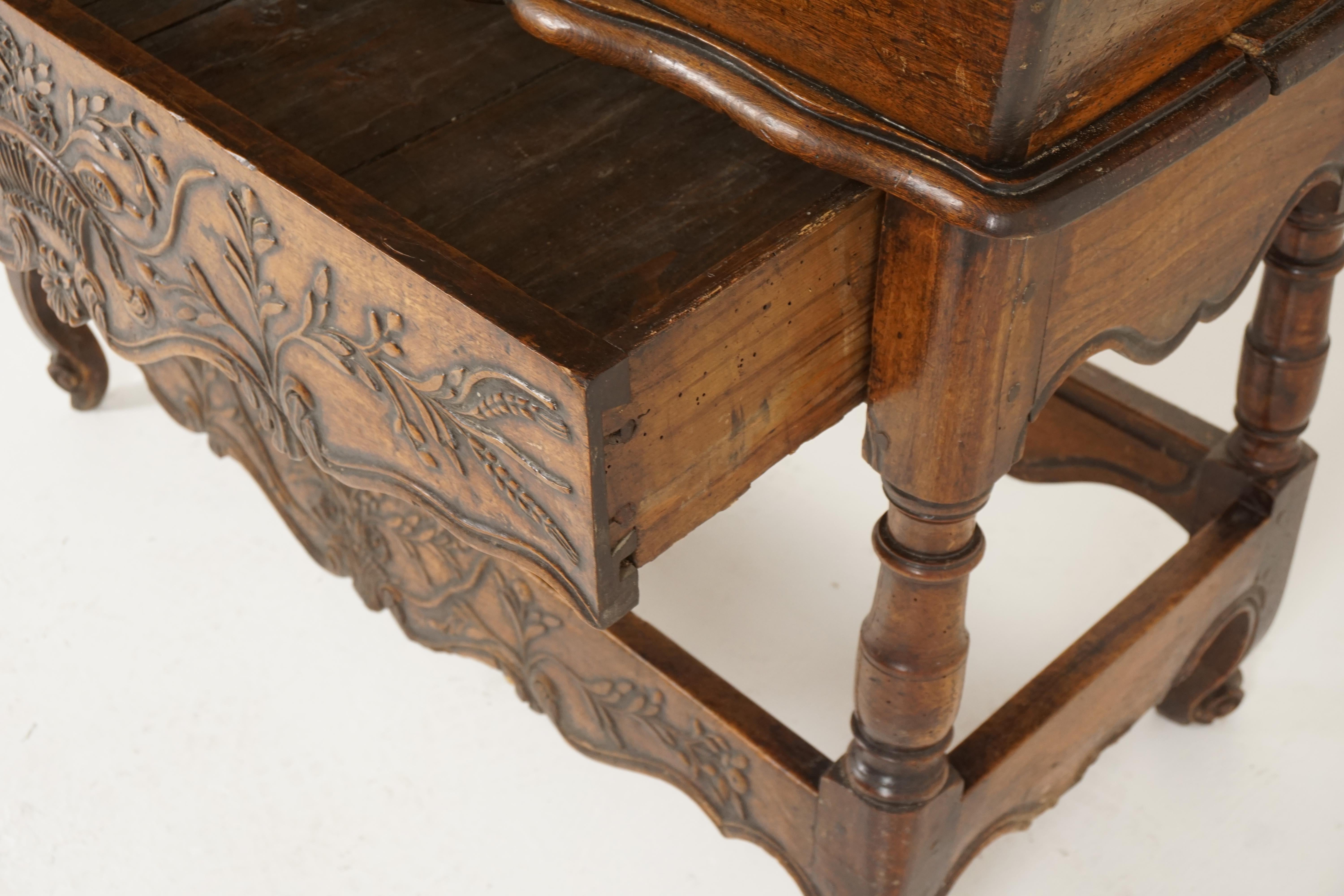 Late 19th Century Antique French Louis XV Carved Walnut Dough Box, France, 1880, H196 For Sale