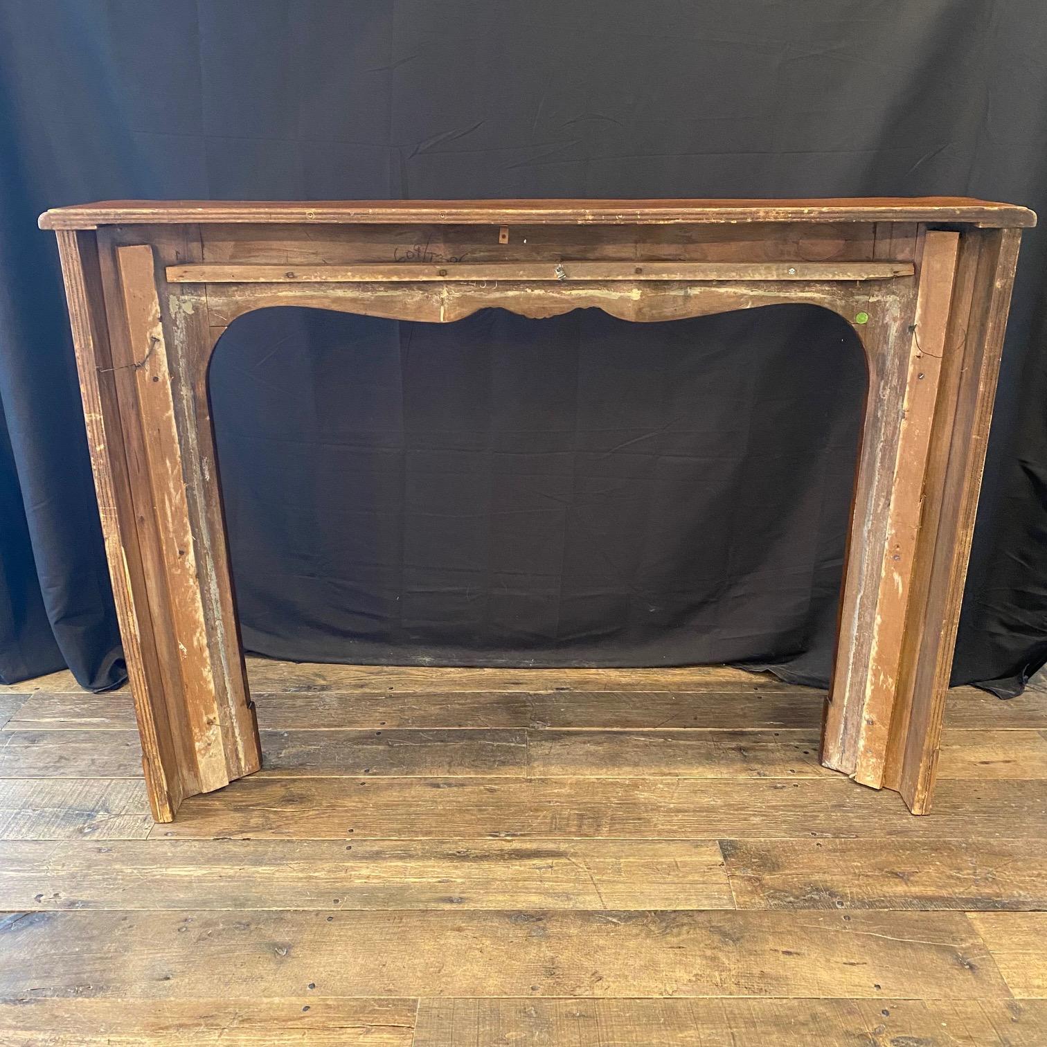 Antique French Louis XV Carved Walnut Fireplace Mantel 10