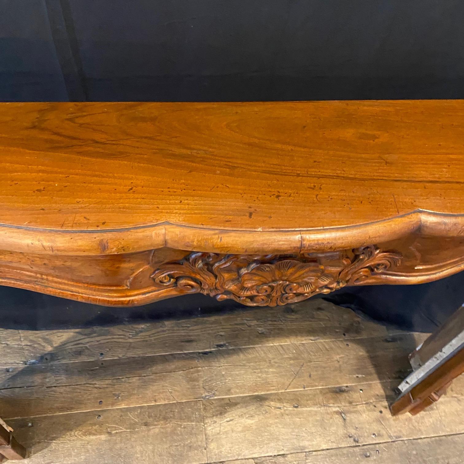 Antique French Louis XV Carved Walnut Fireplace Mantel 3